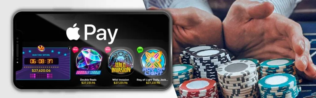 Casino con Apple Pay – iPhone con slot accanto a fiches da casinò
